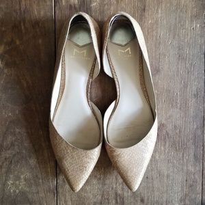 Marc Fisher 8.5 POINTY FLATS d'Orsay metallic nude